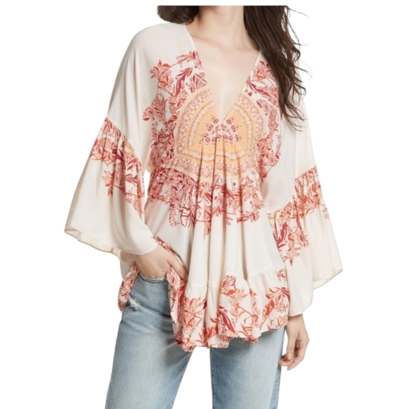 Free People Sunset Dreams boho tunic top - M.        D24 - Picture 1 of 13